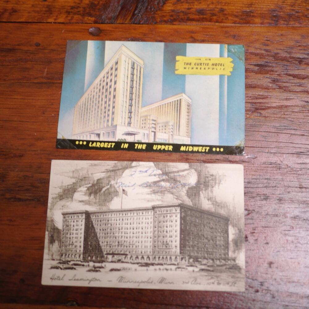 Pair of Curtis Hotel Leamington Minneapolis MN Minnesota Postcards
